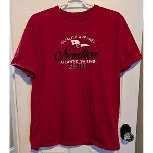 Nautica Bold Red Graphic Short Sleeve Shirt Men's Size XXL 2xl Sailing Club